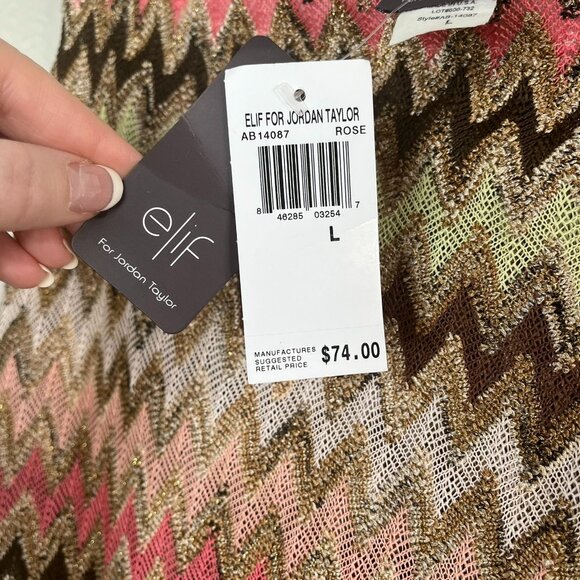 Elif For Jordan Taylor Multicolor Chevron Knit Asymmetrical Skirt Swim Cover-Up - Picture 7 of 10